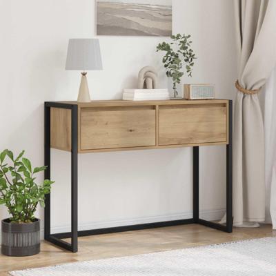 Bijzettafel Ambachtelijk eiken 100 x 36 x 75 cm Bewerkt hout Bijzettafel Ambachtelijk eiken 100 x 36 x 75 cm Bewerkt hout