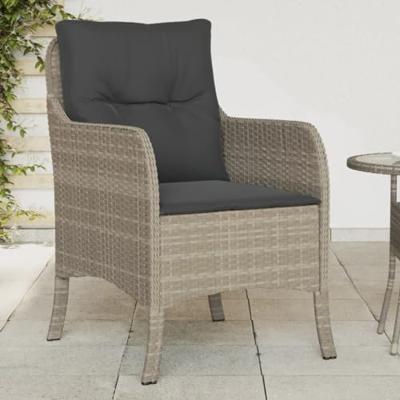 Tuinstoelen 2 st met kussens poly rattan lichtgrijs