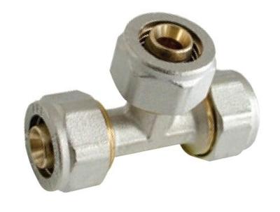 Kirchhoff Messing verloopstuk T-stuk, vernikkeld, 20 mm x 20 mm x 16 mm, klemkoppeling voor meerlagenbuis - 988911555 Kirchhoff Messing verloopstuk T-stuk, vernikkeld, 20 mm x 20 mm x 16 mm, klemkoppeling voor meerlagenbuis - 988911555