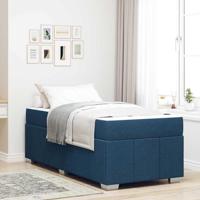 Bedframe met matras Blauw 120 x 190 cm Stof - thumbnail