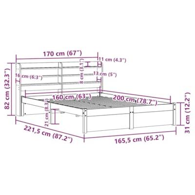 Bedframe met hoofdbord massief grenenhout 160x200 cm Bedframe met hoofdbord massief grenenhout 160x200 cm