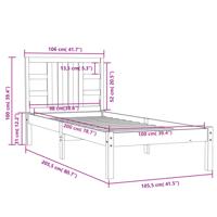 Bedframe massief hout wit 100x200 cm - thumbnail