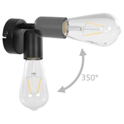 VidaXL Spotlights 2 st met filament peren 2 w e27 zwart VidaXL Spotlights 2 st met filament peren 2 w e27 zwart