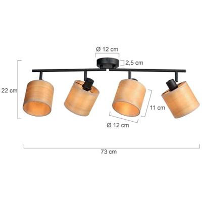 Steinhauer PlafondlampBambus zwart met bamboe 4-lichts - 3668ZW