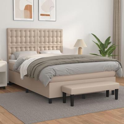 Boxspring met matras kunstleer cappuccinokleurig 140x190 cm