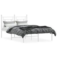 Bedframe met hoofdbord metaal wit 120x200 cm - thumbnail
