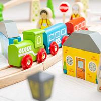 Bigjigs houten treinset stad en land, 101dlg. - thumbnail