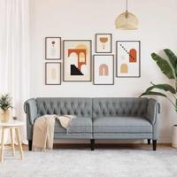 Driezitsbank Chesterfield-stijl stof lichtgrijs - thumbnail