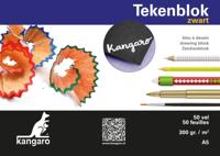 Kangaro K-5597 Tekenblok A5 300 Gram 50 Vel Zwart - thumbnail