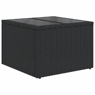 4-delige Loungeset met kussens poly rattan zwart