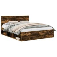 Bedframe Gerookt eiken 160 x 200 cm Massief grenenhout - thumbnail