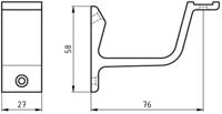 Hermeta 3550-18 leuninghouder vlak 76 mm mat zwart - thumbnail