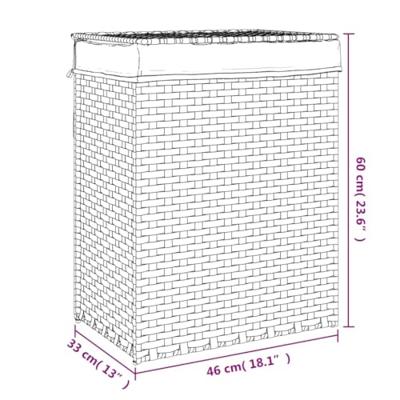 VidaXL Wasmand met deksel 46x33x60 cm poly rattan donkerbruin - thumbnail