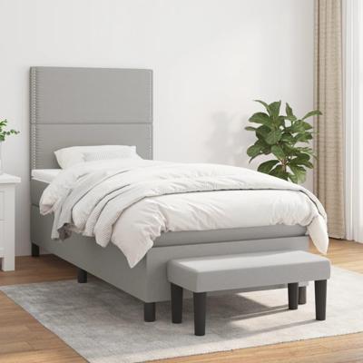 Boxspring met matras stof lichtgrijs 90x190 cm