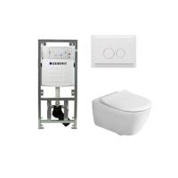 Villeroy & Boch Subway 2.0 Toiletset - Geberit inbouwreservoir - diepspoel - wandcloset - directflush - bedieningsplaat - ronde knoppen - wit 0701131/SW706186/ga26028/ga91964/ - thumbnail
