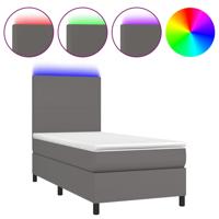 Boxspring met matras en LED kunstleer grijs 120x200 cm - thumbnail