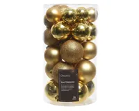 30 Kerstballen plastic glans-mat-glitter assorted licht goud KSD - Ksd - thumbnail