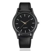 LGT Stijlvol herenhorloge met zwarte leren band en zwarte wijzerplaat - thumbnail