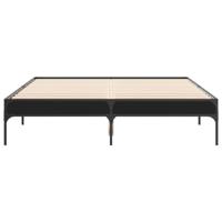 Bedframe bewerkt hout metaal zwart 120x190 cm - thumbnail