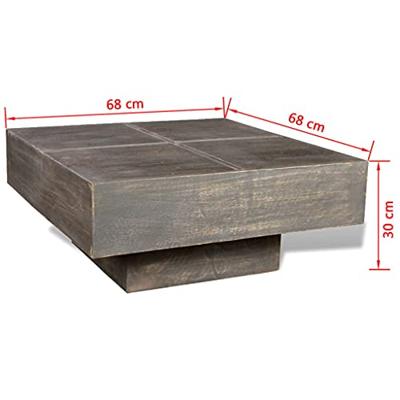 Salontafel vierkant massief mangohout donkerbruin