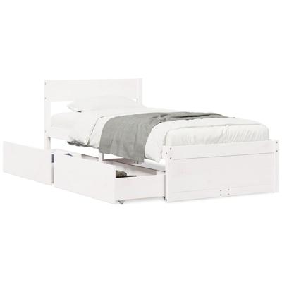 Bedframe zonder matras massief grenenhout wit 75x190 cm
