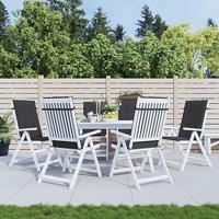 Tuinstoelkussens 6 st hoge rug 120x50x3 cm stof zwart - thumbnail