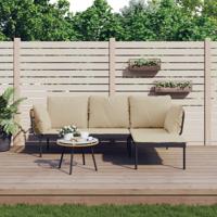 3-delige Loungeset met kussens poly rattan beige - thumbnail