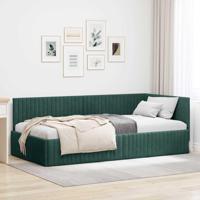 Hoekbedframe met hoofdeinde Donkergroen 100 x 200 cm Fluweel - thumbnail