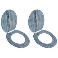 Toiletbrillen met deksels 2 st oud hout MDF - thumbnail