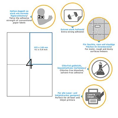 HERMA Etiketten 105x148 A4 Power etiketten 100 st. HERMA Etiketten 105x148 A4 Power etiketten 100 st.