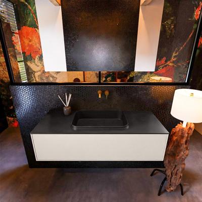 Badkamermeubelset Mondiaz Erin 120 cm met 1 Lade met RIDGE Wastafel Midden Urban Zonder Kraangaten Greeploos Mat Linen Badkamermeubelset Mondiaz Erin 120 cm met 1 Lade met RIDGE Wastafel Midden Urban Zonder Kraangaten Greeploos Mat Linen