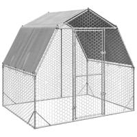 Kippenren met dak 2,5x2x2,25 m gegalvaniseerd staal - thumbnail