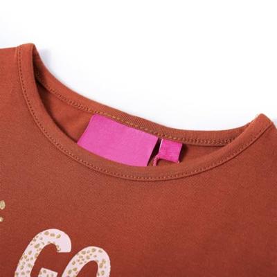 Kindershirt met lange mouwen dierenprint 92 cognackleurig