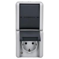 Jung 876W Wandcontactdoos Opbouwbehuizing 2-voudig Grijs 1 stuk(s) - thumbnail