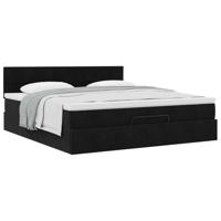 Ottoman bed met matras 180x200cm fluweel zwart - thumbnail