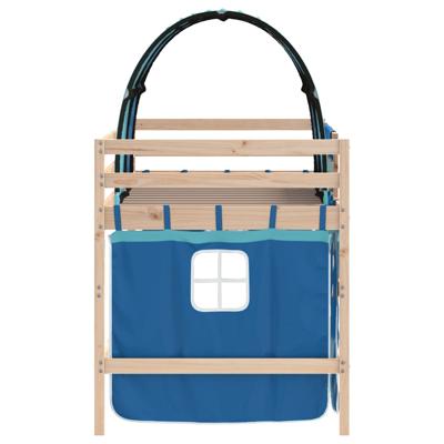 Kinderhoogslaper met tunnel 90x190 cm massief grenenhout blauw