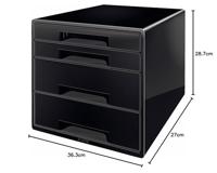 Leitz Dual Black ladenblok met 4 laden, zwart - thumbnail