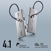 NGS WONDERDUO-C Aluminium 4-in-1 Multiport USB-adapter, 2 USB-C + 2 USB-A, Hoge Snelheid 5 Gbps, Compatibel met PC, Mac en Tablet, Draagbaar en Lichtgewicht Design, Aluminium Behuizing, Kabel 180mm - thumbnail