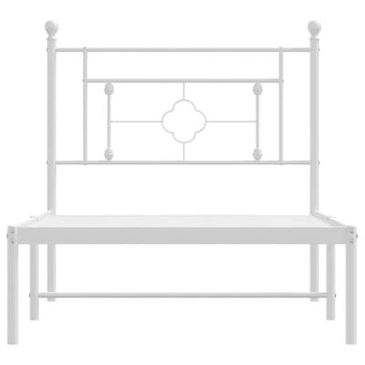 Bedframe met hoofdbord metaal wit 90x200 cm Bedframe met hoofdbord metaal wit 90x200 cm