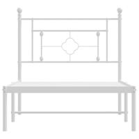 Bedframe met hoofdbord metaal wit 90x200 cm - thumbnail