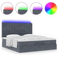 Ottoman bed met matrassen en LED's 160x200cm fluweel - thumbnail