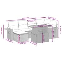 7-delige Loungeset met kussens poly rattan grijs - thumbnail