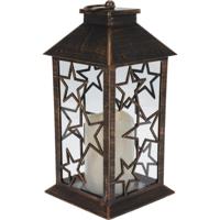 Lantaarn met LED Kaars Sterren/Sneeuw-Design 28 cm Zwart Assorti - thumbnail