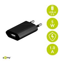 Goobay USB-A adapter - USB-A oplader - CEE 7/16 - USB-A adapter - 1 poorts - slim - 1000mA - 5W - zwart - thumbnail