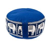Yogi & Yogini Meditatiekussen Rond Katoen Blauw - Olifant - 33 x 16 cm - thumbnail