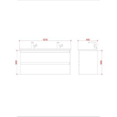 Creavit Badkamermeubelset Sally 120 cm Twee Soft-Close Lades Hoogglans Wit - Onderkast Sally 120 cm Hoogglans Wit