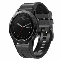 By Qubix - leer + siliconen bandje - Donkergrijs - Compatible met Garmin Descent G2 - Compatible Garmin bandje - Bandbreedte: 22mm - thumbnail