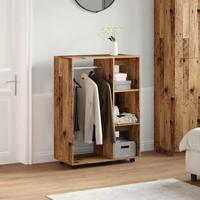 Kledingkast 80x40x110 cm bewerkt hout oud houtkleurig - thumbnail