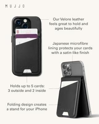 Mujjo Magsafe lederen card portomonee stand - Black Mujjo Magsafe lederen card portomonee stand - Black