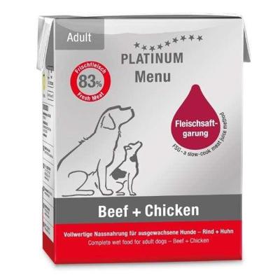 PLATINUM Menu Adult Beef+Chicken - natvoer voor honden - 375g